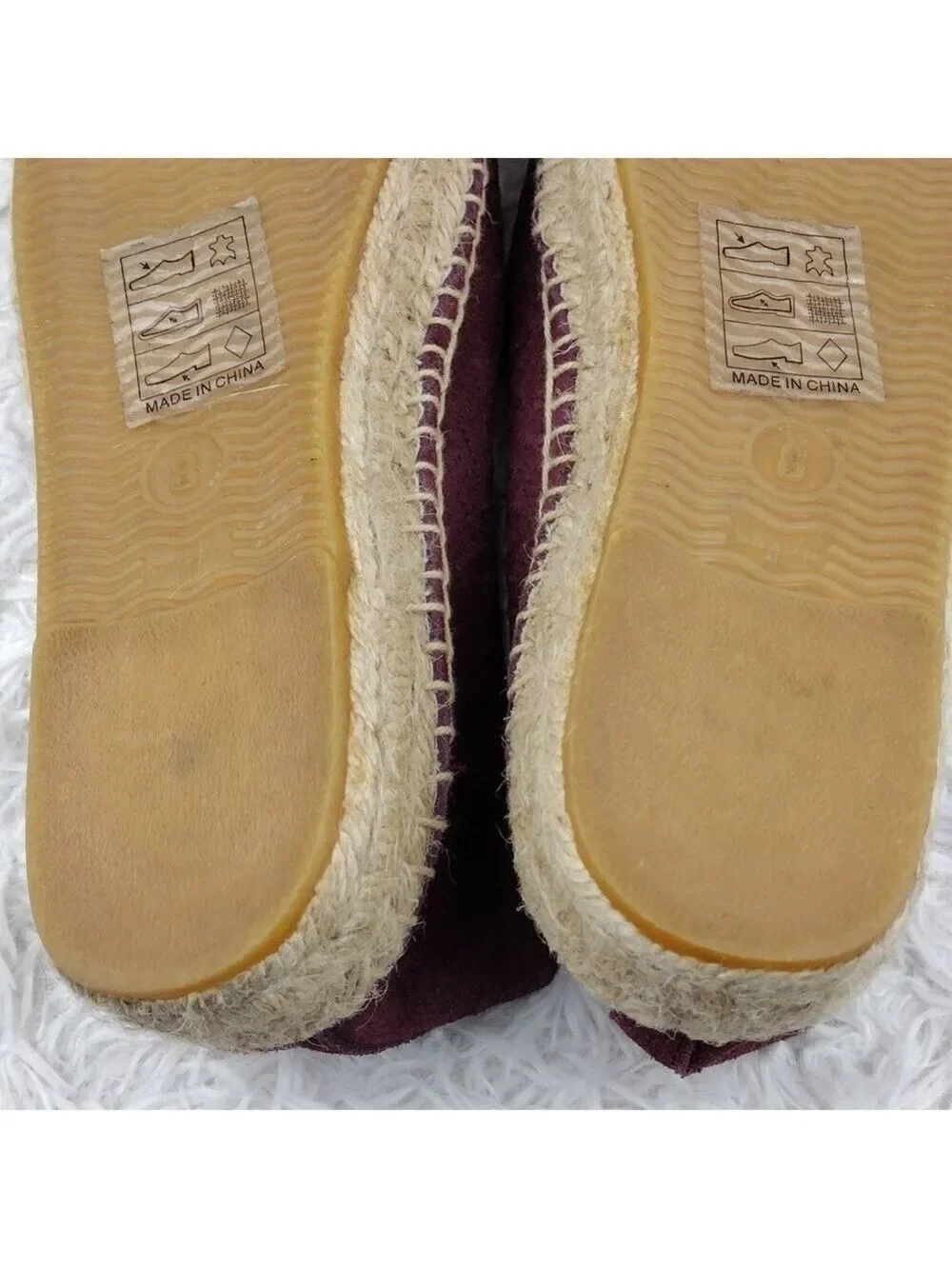 Soludos Burgundy Stitched Suede Leather Almond Toe Espadrille Platform Shoe